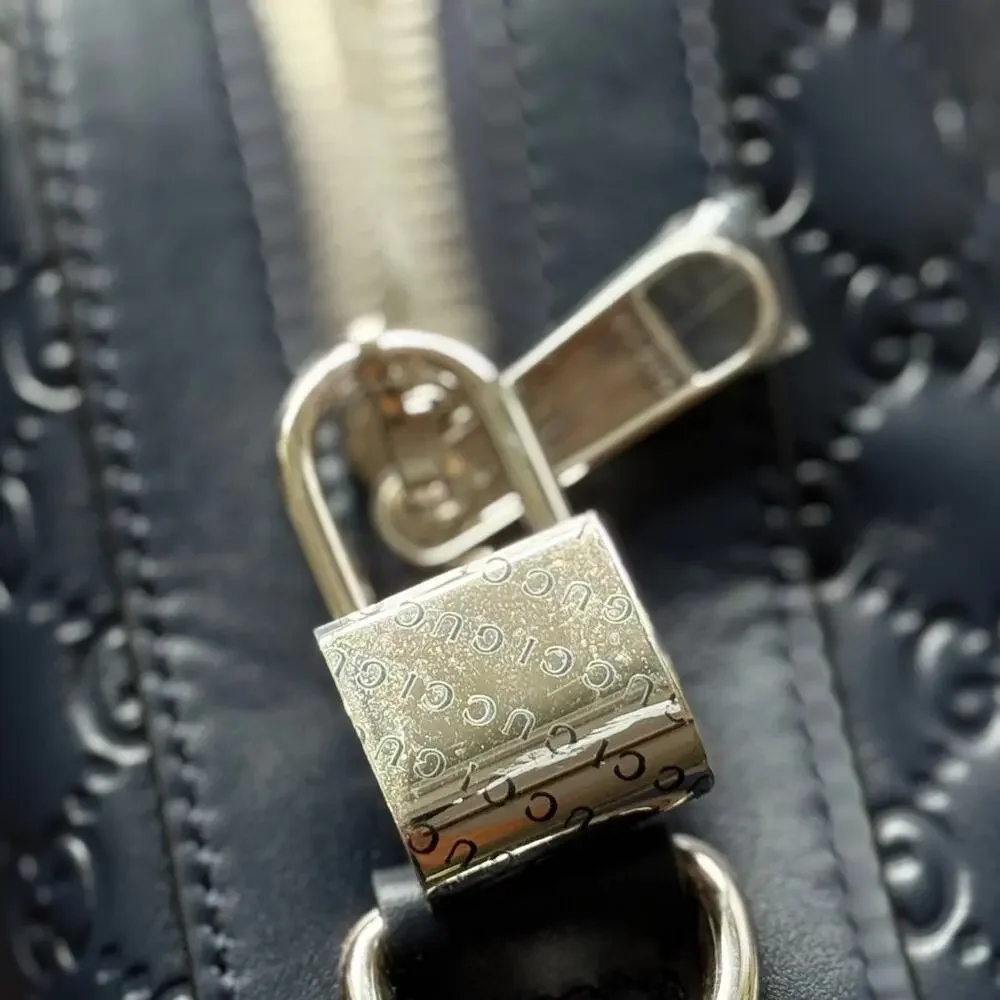 Gucci GG Emblem large briefcase navy blue